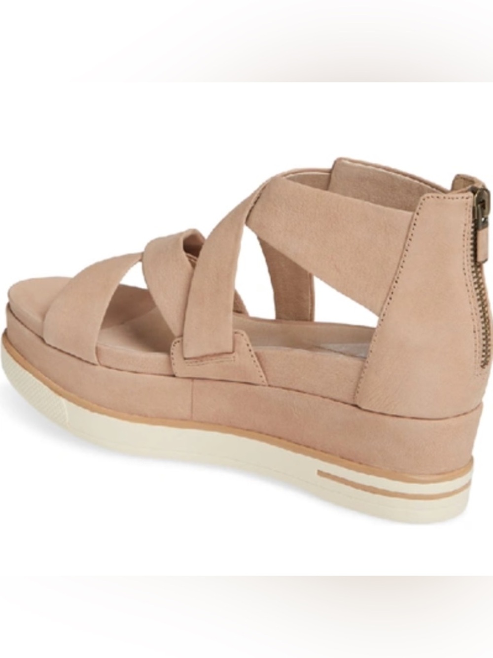 NWT NIB Eileen Fisher Boost Platform Zip Back Sandals Nubuck Latte Tan Size 8 - Picture 4 of 14